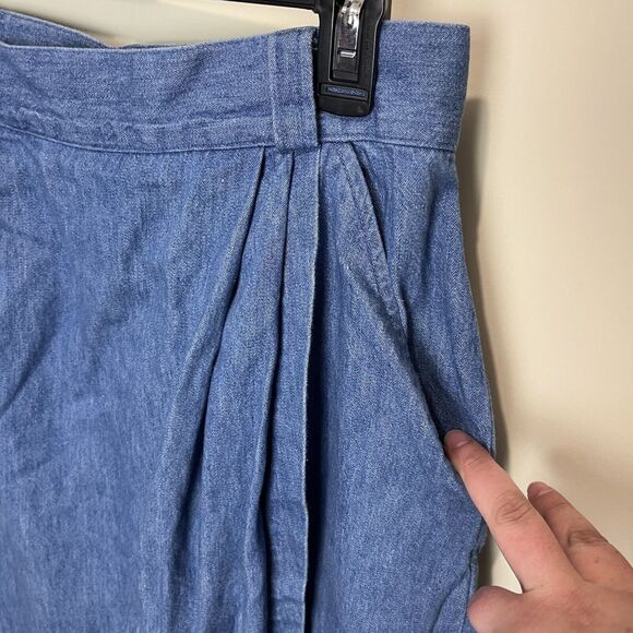 Vintage 90s LL Bean Jean Wrap Skirt Cotton Denim Size 12 High Rise USA Made - Picture 2 of 7